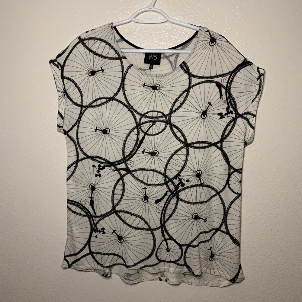 W5 Bicycle Tire Print T Shirt